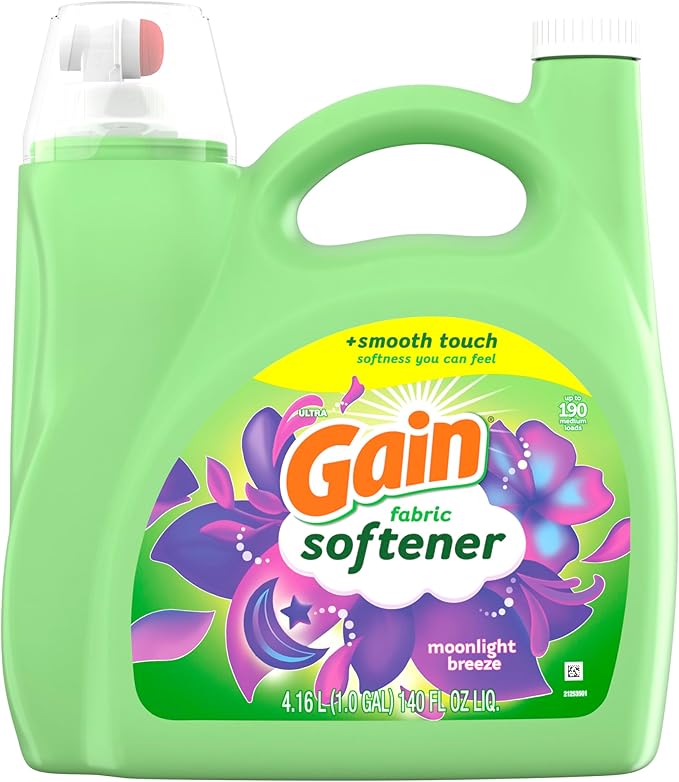 Gain Moonlight Breeze Fabric Softener, 140 FL OZ, 190 Load, Smooth Touch Laundry Conditioner Liquid