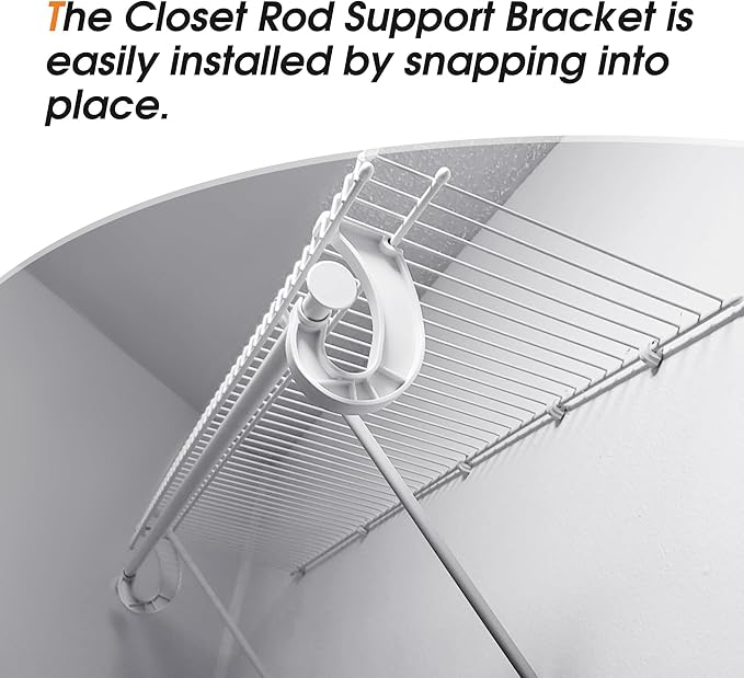 moonoom 4Pcs Hanging Closet Rod Support,3/4 Closet Shelf Rod Holder,Sturdy J-Shaped Closet Brackets for Hanging Clothes,Cabinets Storage and Curtain