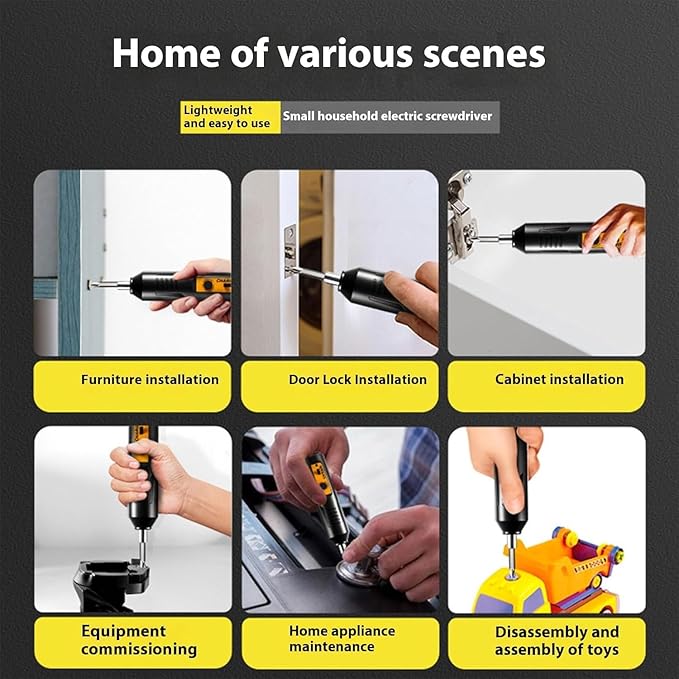 Electric Screwdriver, Mini Portable Automatic Home Repair Tool Kit with Led Light, USB Rechargeable Cordless Magnetic Screwdriver (02)