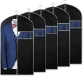 Syeeiex 40" Suit Bag, Set of 5 Garment Bags for Hanging Clothes, Suit Bags for Closet Storage, Garment Bags for Storage Suits,T-shirts, Jackets and Coats(Black & Grey)