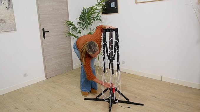 Rotating Cloth Dryer – Electric Drying Rack with 2-Hour Auto Shut-Off | Foldable, Lightweight, 20kg Max Load | 120-Minute Timer | 18V DC Power | Indoor Clothes Drying Solution