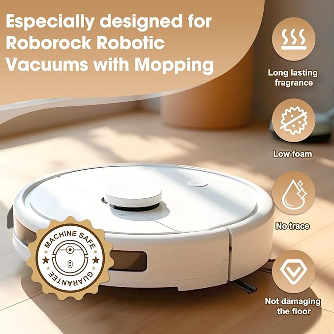 Floor Cleaning Solution, 16.23 Fl Oz Pack of 2 , Compatible with All Roborock Mopping Robots (S7, S8, Qrevo, Q7, Q8 series),Deep Streak Cleans for Multiple Hard Floors, Low-Foam Delivers Clog Free
