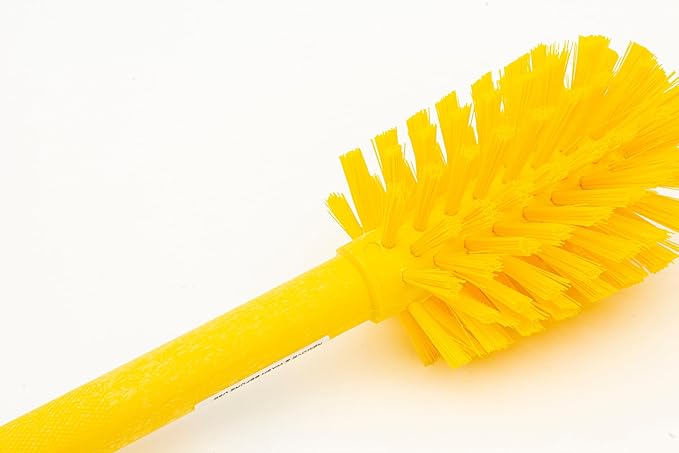 SPARTA 12 Inch Bottle Brush with Polyester Bristles and Plastic Handle, Color Coded, Large Round Head Cleaner for Bottles Jars and Food Service Equipment, Yellow
