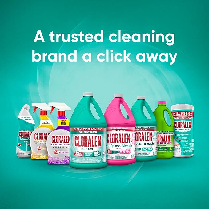 Cloralen Household Cleaning Liquid Bleach - 32.12 fl oz - 3-in-1 Multipurpose Cleaner for Laundry, Bathroom & Kitchen - Deodorizes, Whitens & Deep Cleans