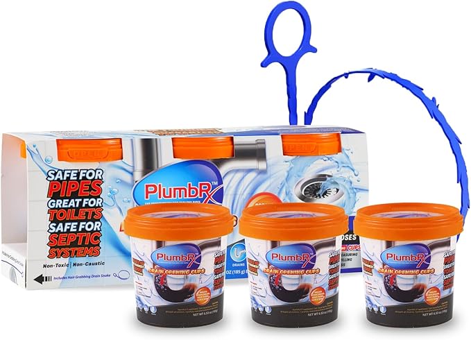 Drain Opener Cups | Hair Clog Remover | Drain Cleaner For Toilets, Sinks, Tubs - Septic Safe | 3 Uses + Hair Snake