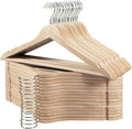 Edergoo Wooden Hangers 30 Pack, Durable Wood Hangers with 360° Swivel Hook & Notches, Slim Coat Hanger Wooden for Closet, Smooth Wood Clothes Hanger with Pant Bar, Natural