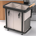 190L (50 Gal) Extra Large Fashion Laundry Hamper 2 Section with Lid, Rolling Laundry Basket Hamper with Handle, Laundry Organizer Storage Cart with Sturdy Metal Frame for Laundry Room, Hotel,White