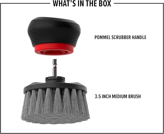 Dirt Devil Handheld Pommel Scrubbing Brush, 3.5", Includes Medium Bristle Head, Comfortable Ergonomic Grip, Interchangeable Brushes, Ideal for General Purpose Cleaning