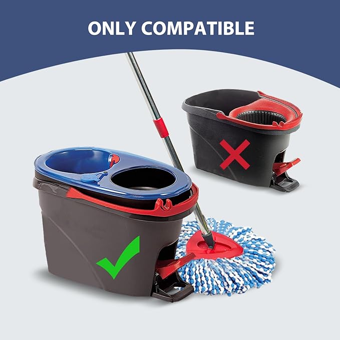Spin Mop Replacement Set for O-Ceda 2-Tank System, Includes 2 Mop Head Replacement, 1 Mop Handle (30-58in Adjustable 4-Section Pole), 1 Spin Base