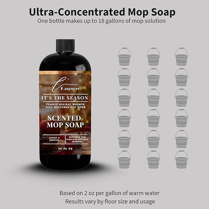 Lapew It's The Season Scented Mop Soap - Luxury Floor Cleaner Concentrate for Mopping Tile, Laminate, Vinyl & Hardwood | Streak-Free, Low-Foam | 36 oz