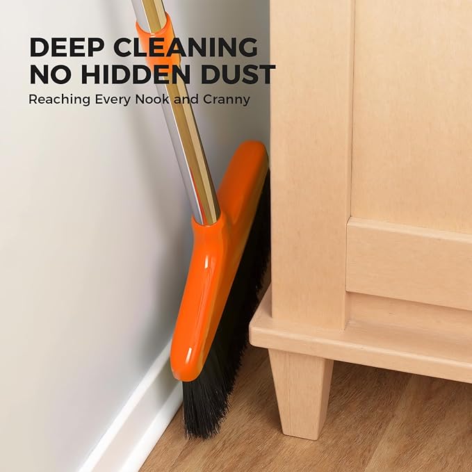 Handy Broom, Indoor/Outdoor Brooms, Duty Kitchen Broom, for Home Garage Kitchen Office Courtyard Lobby Patio Lawn Concrete (1, Orange)