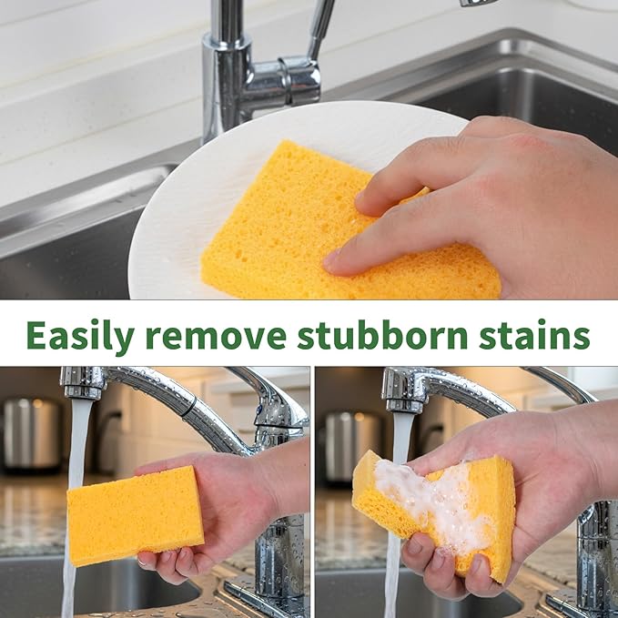 12 Pcs 4 Color Compressed Cleaning Sponge Reusable Non Scratch Cleaning Sponge for Kitchen Dish Washing Heavy Duty Scrub Kitchen Sponges for Clean Cookware Bathroom Cars