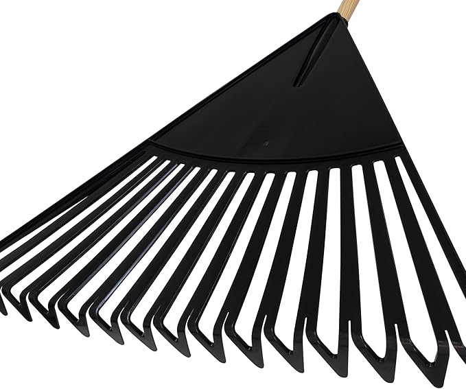 True Temper 20212011 Clog Free Leaf Rake with Hardwood/Steel Handle, 30 in. for Leaves, Grass, Clippings, Twigs, Pine Needles, Acorns, Debris,Black