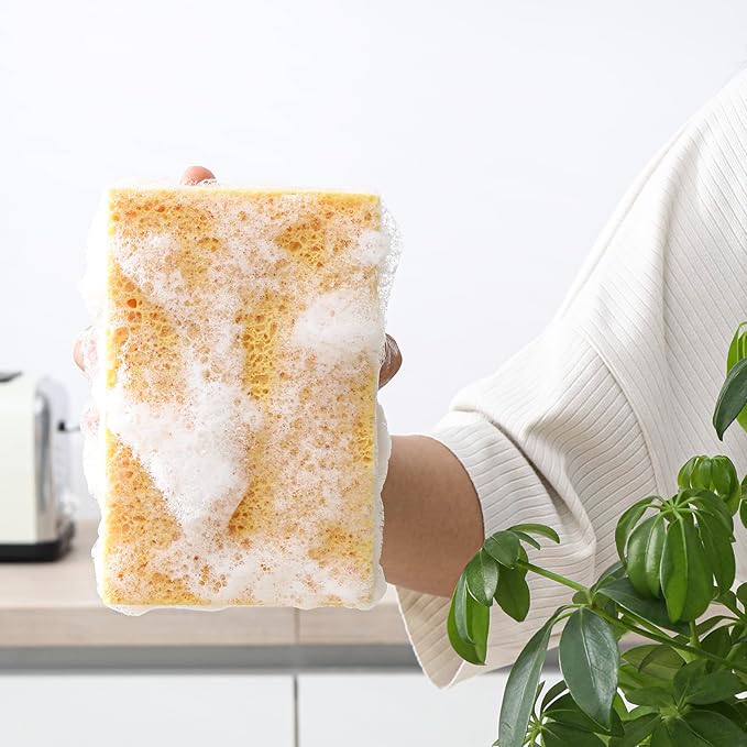 Natural Sponges Kitchen,2" Thick Extra Large Heavy Duty Scrub Sponges,Household Cleaning Sponge for Dishes,Cookware (15x10x5cm,2 Pcs)