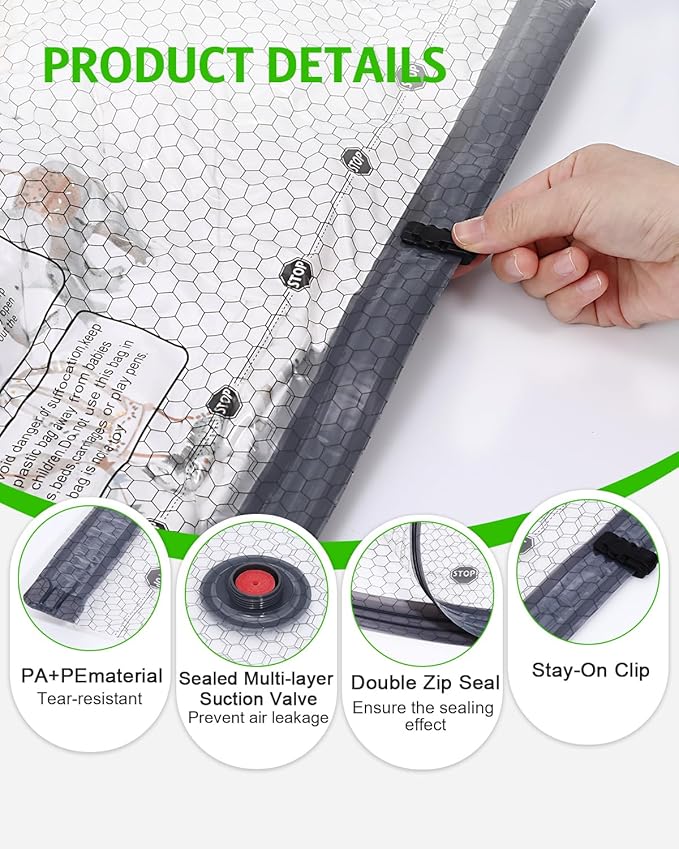 Travel Vacuum Storage Bags, Vacuum Seal Bags for Clothing with Rechargeable Air Pump, 6 Pack Combo Portable Space Saver Bags for Clothes, Luggage, Suitcase, Seasonal Storage, Travel