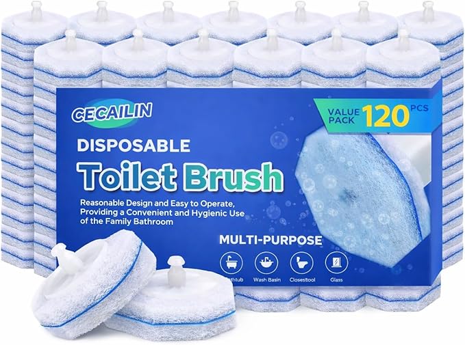 Cecailin® 120pcs Disposable Toilet Brush. Bathroom Cleaning. Disposable Bowl Cleaners Compatible with Most Toilet Brushes