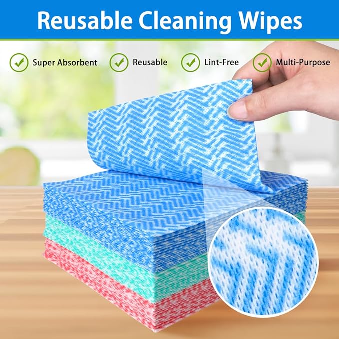 AIDEA Cleaning Wipes, Reusable Cleaning Cloth and Towels, Domestic Wipes for Dish&Kitchen, 50 Count Multi-Purpose Rags, 12 * 12 Inch