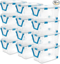Sterilite 12-Pack Gasket Box, Weather-Resistant Storage Bins with Latching Lids, 120 Quart - Heavy-Duty Organizing Containers for Closet, Bathroom, and Office