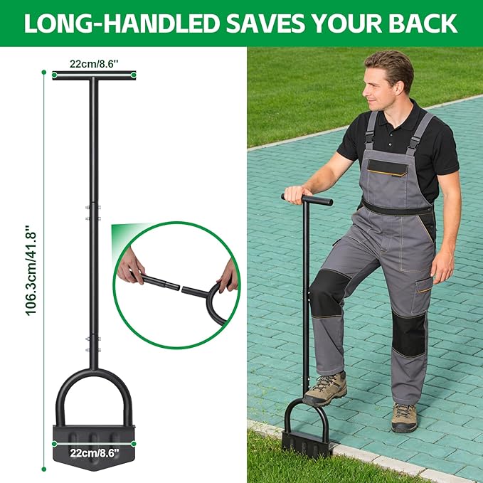 Edger Lawn Tool 41.8” Manual Lawn Edger with Ergonomic T-Grip & Wide Footplate Metal Half Moon Grass Edgers for Garden Yard Landscaping Maintenance