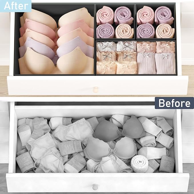 DIMJ Drawer Organizer Clothes 30 Pack - Foldable Baby Organizers and Storage & Closet Organizers for Bedroom, Closet - Nursery Organization Dresser Dividers for underwear, Sock,Bra, Belt, Tie, Black