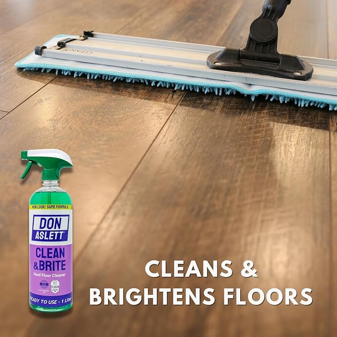 Don Aslett Clean & Brite Set (1 Quart Concentrate and 32 Oz Ready-To-Use Spray Bottle) Floor Cleaner | Restore Natural Shine of Hard Flooring Surface - Tile, Vinyl, Linoleum, Wood