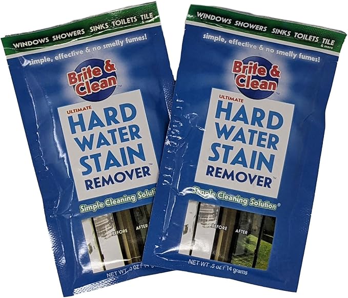 Brite & Clean® Spotless Shower Doors® Kit for Hard Water Stain Removal on Glass, Shower Doors & Windows – Removes Mineral Deposits from Granite, Porcelain, Tile, Stainless Steel & Chrome too