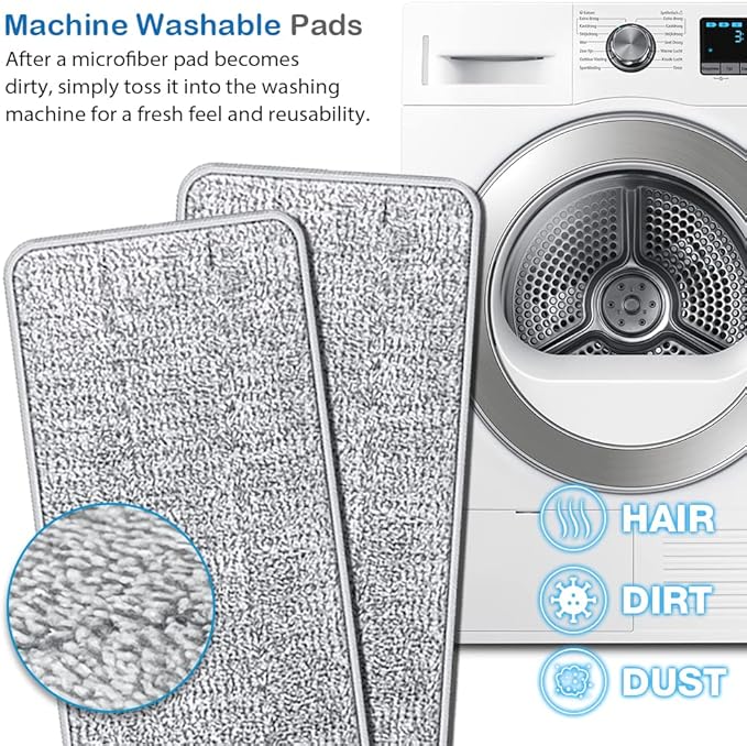 Tethys Flat Floor Mop and Bucket Set for Professional Home Floor Cleaning System with Aluminum Handle/2-Washable Microfiber Pads Perfect Home + Kitchen Cleaner for Hardwood, Laminate, Tiles, Vinyl