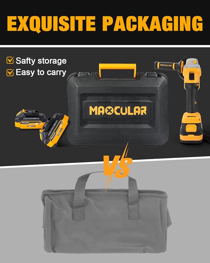 Angle Grinder Cordless 20V Battery,9600 RPM Brushless Power Motor,4-1/2-Inch to 5-Inch,2x4.0 AH Battery Electric Grinder Tool Set, for Cutting,Grinding,Polishing