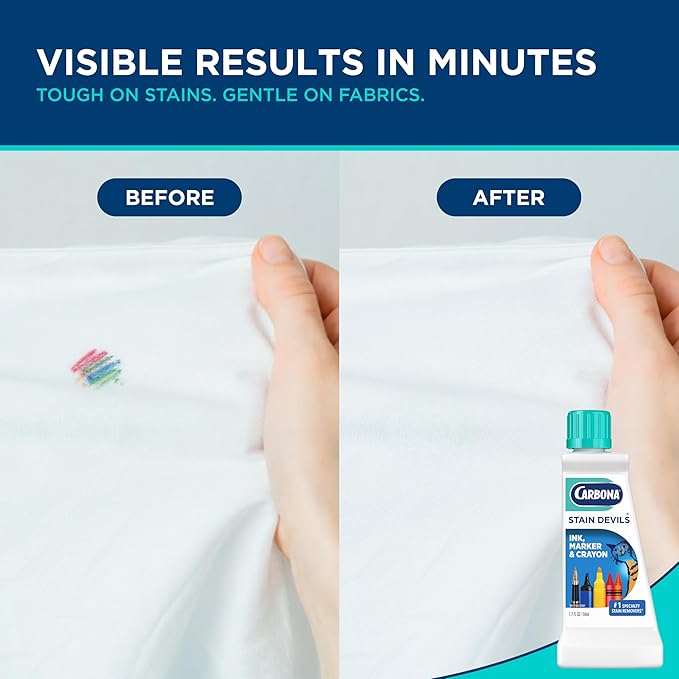 Carbona Stain Devils® #3 | Ink, Marker & Crayon | Professional Strength Laundry Stain Remover | Multi-Fabric Cleaner | Safe On Skin & Washable Fabrics | 1.7 Fl Oz, 1 Pack
