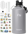 Swigina [2-IN-1 LID] Gallon Insulated Water Bottle with Silicone Boot (48hrs Cold/24hrs Hot) - DIY Stickers, Leakproof, BPA Free, 128 oz