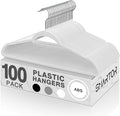 SMARTOR 100 Pack Non-Velvet Plastic Hangers for Clothes - Heavy Duty Coat Hanger - Space-Saving Clothes Hanger with Chrome Swivel Hook, Durable Non-Flocked - White