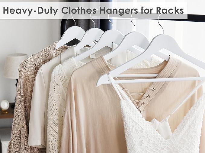 StorageWorks White Wooden Hangers 30 Pack, Heavy Duty Wood Hangers for Closet, Clothes Hangers for Coats, Bridesmaid Suits, Wedding Dress
