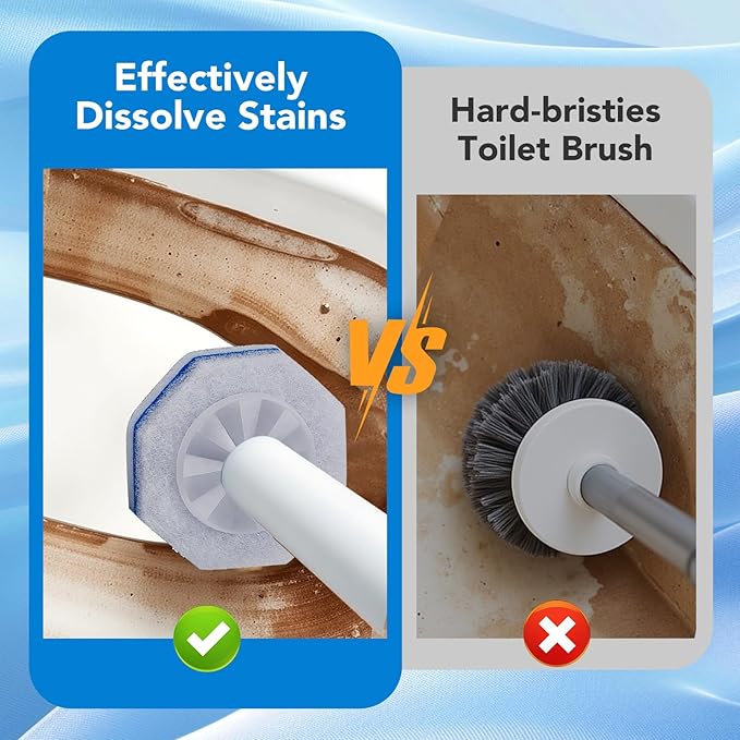 50 Count Toilet Wand Refills for Clorox, Upgrade Scrubbing Fiber Cotton Brush Heads Compatible with Clorox Toilet Wand for Bathroom Efficient Cleaning