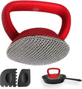 MEIXINZHI Cast Iron Cleaner, Chain Mail Scrubber & Pan Grill Scrapers - 2 in 1 Cast Iron Skillet Cleaner (red, Without mat)