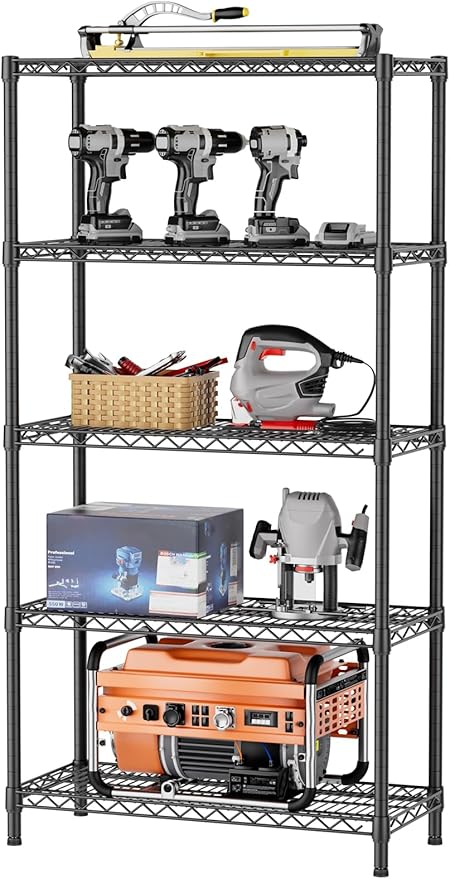 SINGAYE Shelf Closet Wire Shelving：Adjustable Metal Unit for Laundry Room Organization Bathroom Kitchen Home Garage Storage Pantry Rack Shelves