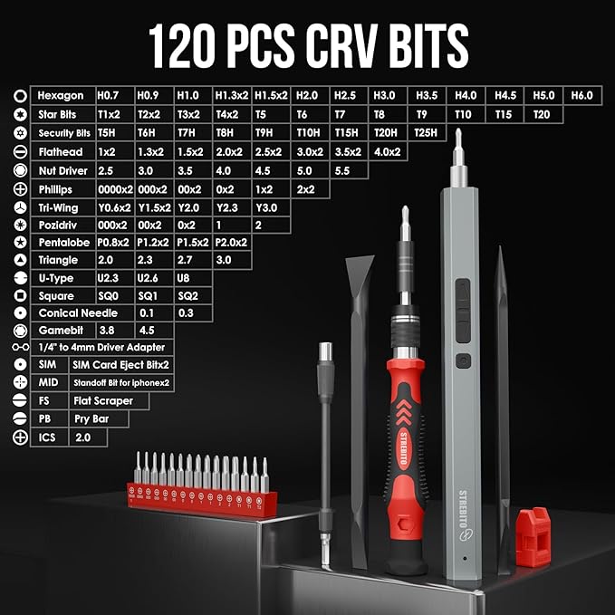 STREBITO Electric Screwdriver, 144-in-1 Precision Screwdriver Set, 120 Magnetic Bits, Organized Storage and Portability, Small Tool Kit for Electronics, PC, Computer and Laptop