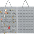 Resovo Hanging Earrings Organizer, Wall Earring Holder with 2 Hooks, Holds Up To 300 Pairs, Compact Design, Soft Material-Silber Grey
