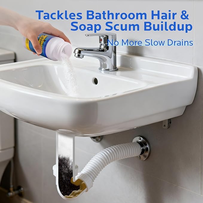 Sink Drain Cleaner Powder, Drain Clog Remover for Kitchen Bathroom Tubs and Showers (4 pcs)