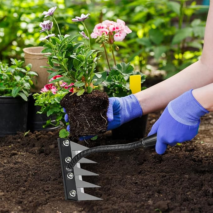 Detachable Gardening Hand Weeder Tool, Manual Weeder Claw Remover, Weed Puller Rake, Detachable Garden Hand Weeder Tool, Effective Uprooting for Lawn Garden Yard Vegetable Backyard Farm (8 Tines)