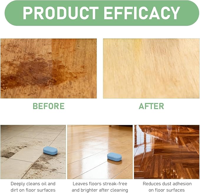 Floor Cleaner Tablets Hard Floor Cleaner Tablets, Deep Cleans for Multiple Hard Floors for Tile, Vinyl, Hardwood, Fresh Lemon Scent, Compatible with Robot Mops & Wet/Dry Vacuums(3PCS)