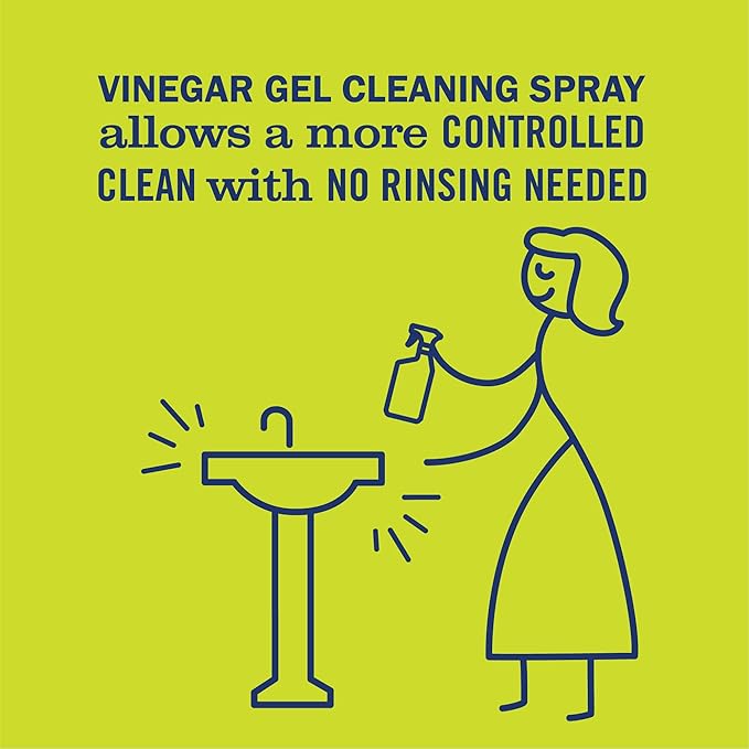MRS. MEYER'S CLEAN DAY Vinegar Gel Cleaning Spray, Bathroom Use, No-Rinse Formula, Lemon Verbena, 16 Fl Oz, Pack of 1