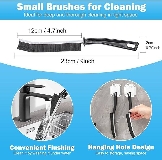 FANTEXY 5 Pieces Crevice Cleaning Brush, Thin Gap Cleaning Brushes Crevice Cleaner Tool, Thin Hard Brush for Cleaning, Small Cleaning Brush for Kitchen,Bathroom,Household,Windows Groove,Faucet,Sinks