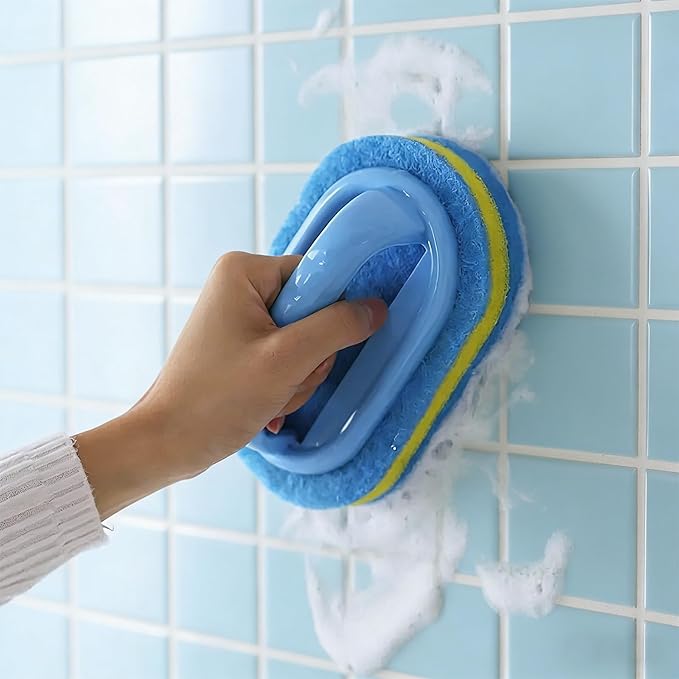 Cleaning Brush, Thick Scrubber for Non-Stick Cookware, Kitchen Pot and Pan Cleaner with Ergonomic Grip
