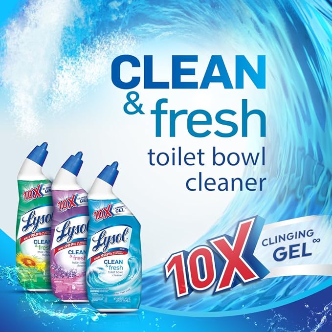 Lysol Toilet Bowl Cleaner Gel, For Cleaning and Disinfecting, Stain Removal, Forest Rain Scent, 24oz