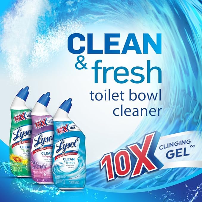 Lysol Clean & Fresh Toilet Bowl Cleaner, Ocean Fresh, 24 oz (Pack of 4)