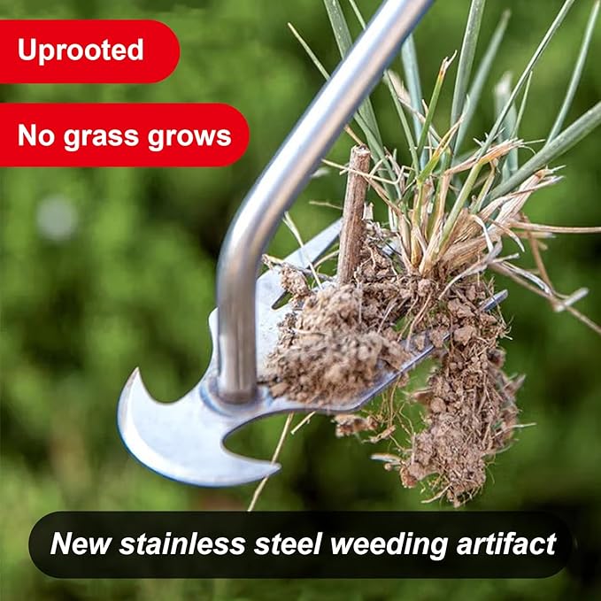 Vanwoke Weed Puller Tool,Portable Garden Weeder Puller Tool;Weeding Artifact Uprooting Weeding Tool 4 Teethes Dual Purpose Manual Hand Weeders Tool for Gardening Vegetable Backyard Farm Planting