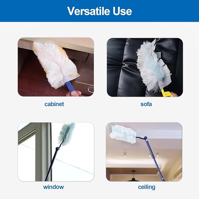 Replacement Handles Compatible with Swiffer Duster Refill, Swiffer Duster Extended Handle,Foldable & Extendable Dust Handle Only(Blue 3pcs)