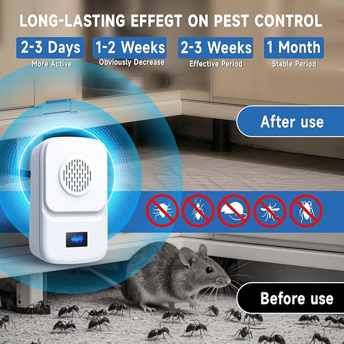 Upgraded Ultrasonic Pest Repellen (6 Packs), Indoor Insect Repeller, Pest Control, Repellent Roach, Mouse, Bugs, Mosquito, Mice, Spider, Ant, Rodent Repellent Ultrasonic Plug in