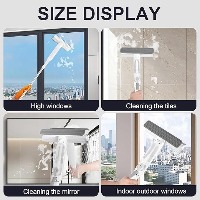 Squeegee Window Cleaner 2 in 1 Window Cleaning Tool Kit with Sewage Recycling Function, Window Washing Equipment for Indoor/Outdoor Window and Car Glass
