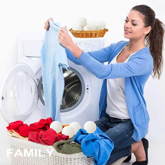 Wool Dryer Balls 6-Pack XL - Natural Reusable Laundry Fabric Softener, Reduces Wrinkles & Drying Time, Hypoallergenic, Leaves Fabrics Naturally Soft and Fluffy